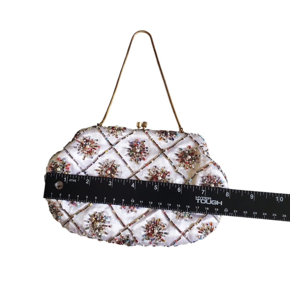 Satin Beaded Clutch /Evening Bag/Formal Events/Prom /Vintage - Picture 8 of 13